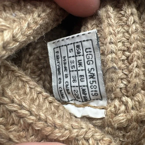 UGG Classic Knit Cardy MId Calf to Tall Boots Gray Style 5819 Size 5 Tan Camel - Picture 8 of 14